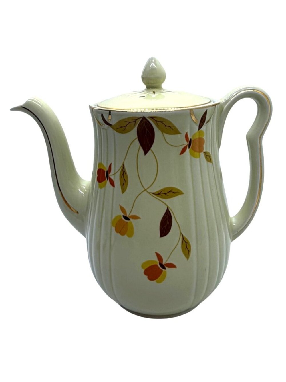 Vintage Hall Jewel Tea Autumn Leaf 8 Cup Rayed Coffee Pot Lid Mary Dunbar USA